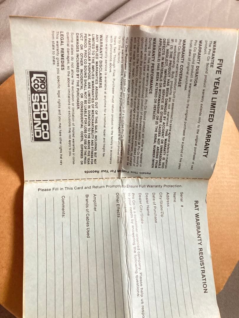 ProCo RAT 1 ギターエフェクター