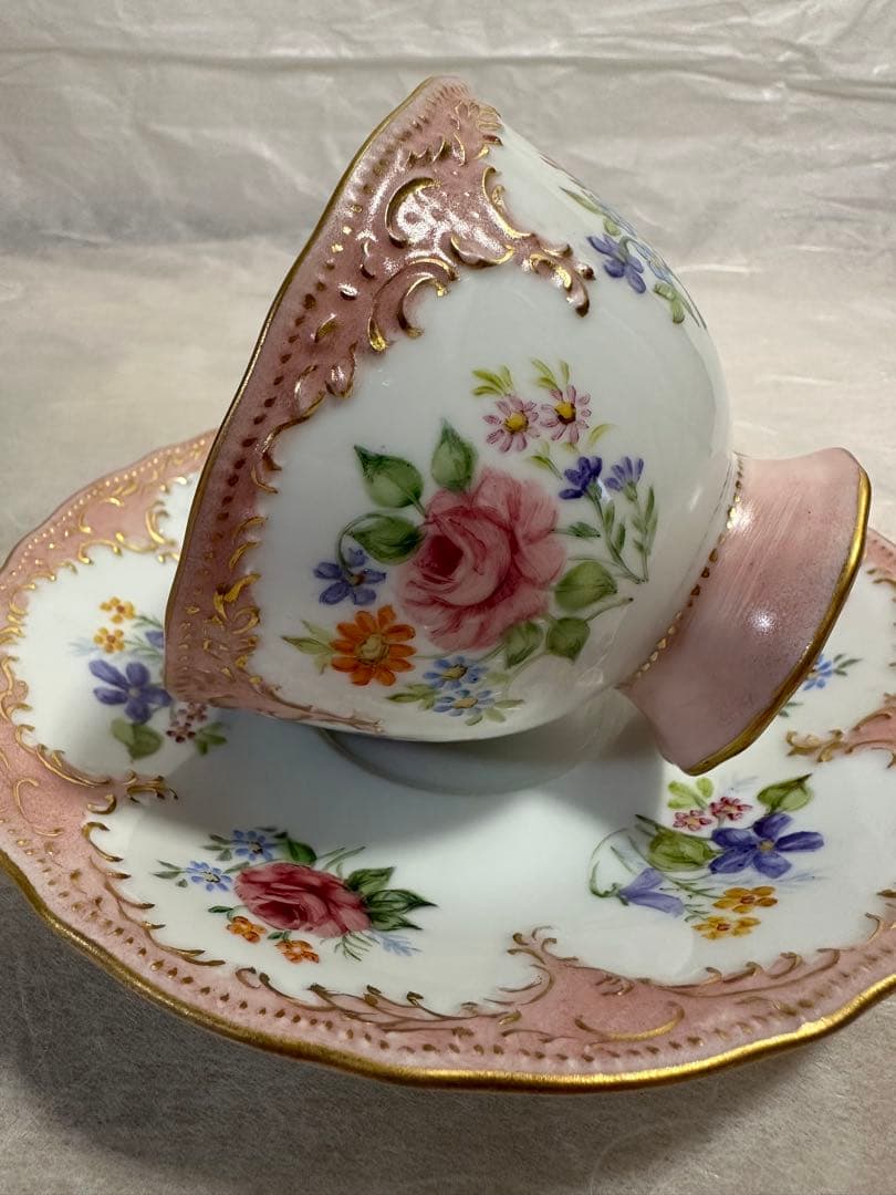 アンティーク ドレスデン ティーカップ＆ソーサー ヴィンテージ 一点物