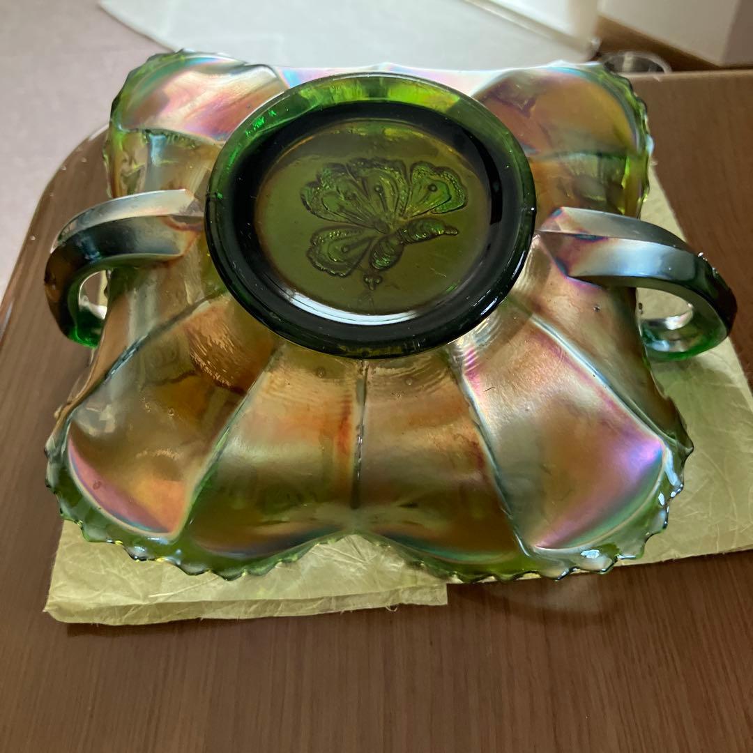 フェントン カーニバルガラスのボンボンボウル Butterfly アンティーク