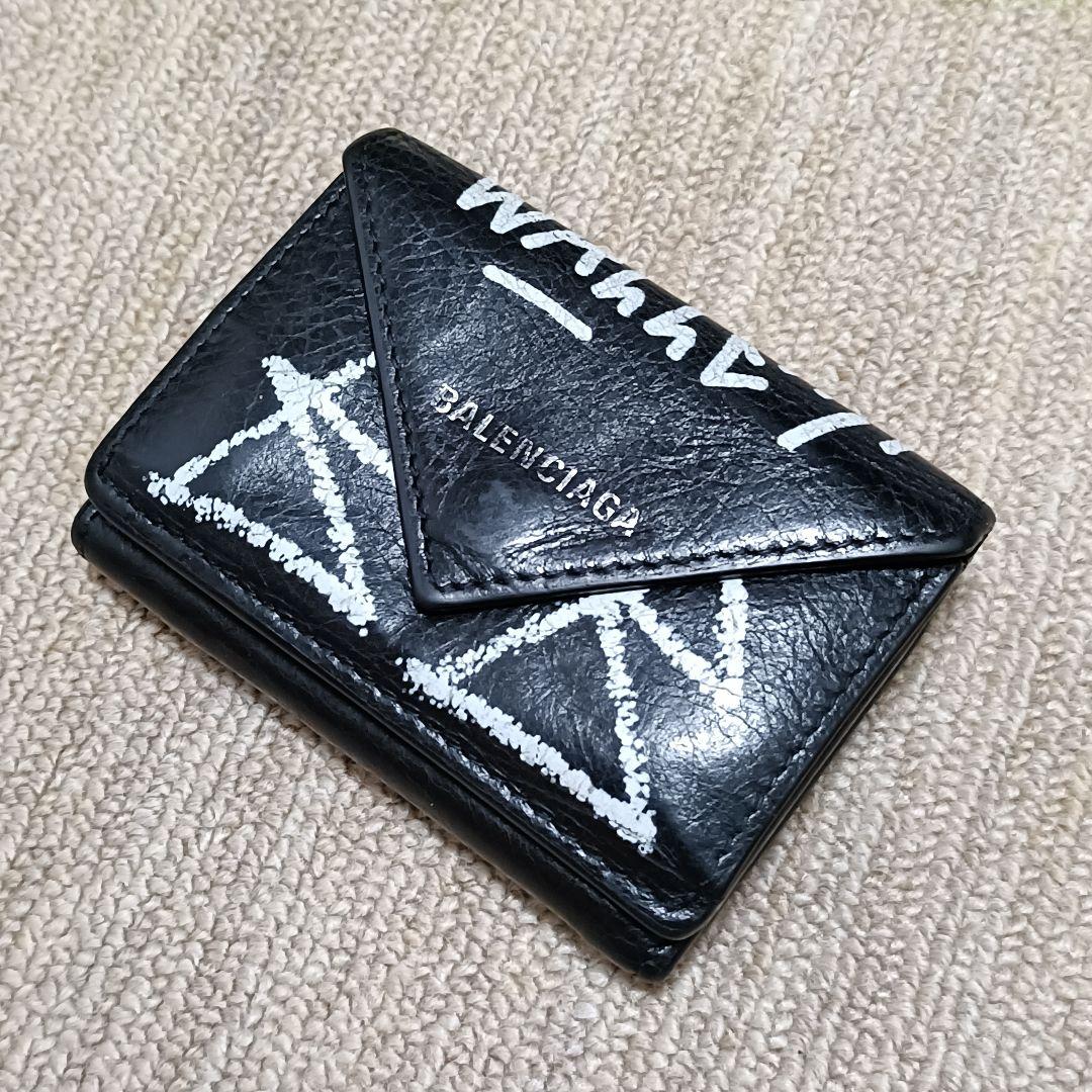 バレンシアガ ペーパーミニウォレット /グラフィティ 三つ折り財布
