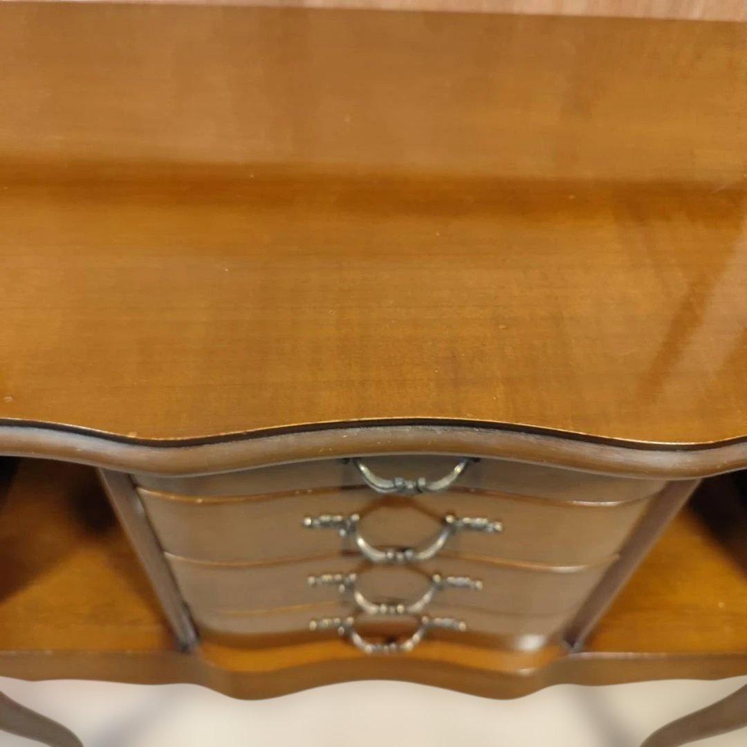 アンティーク調 猫脚コンソールデスク サイドチェスト かごめ編み