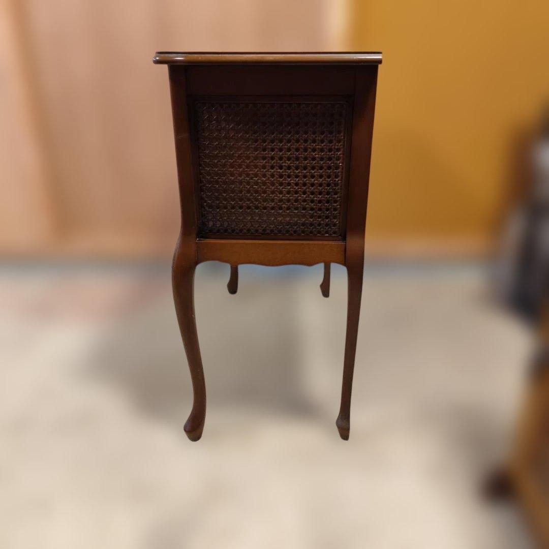 アンティーク調 猫脚コンソールデスク サイドチェスト かごめ編み