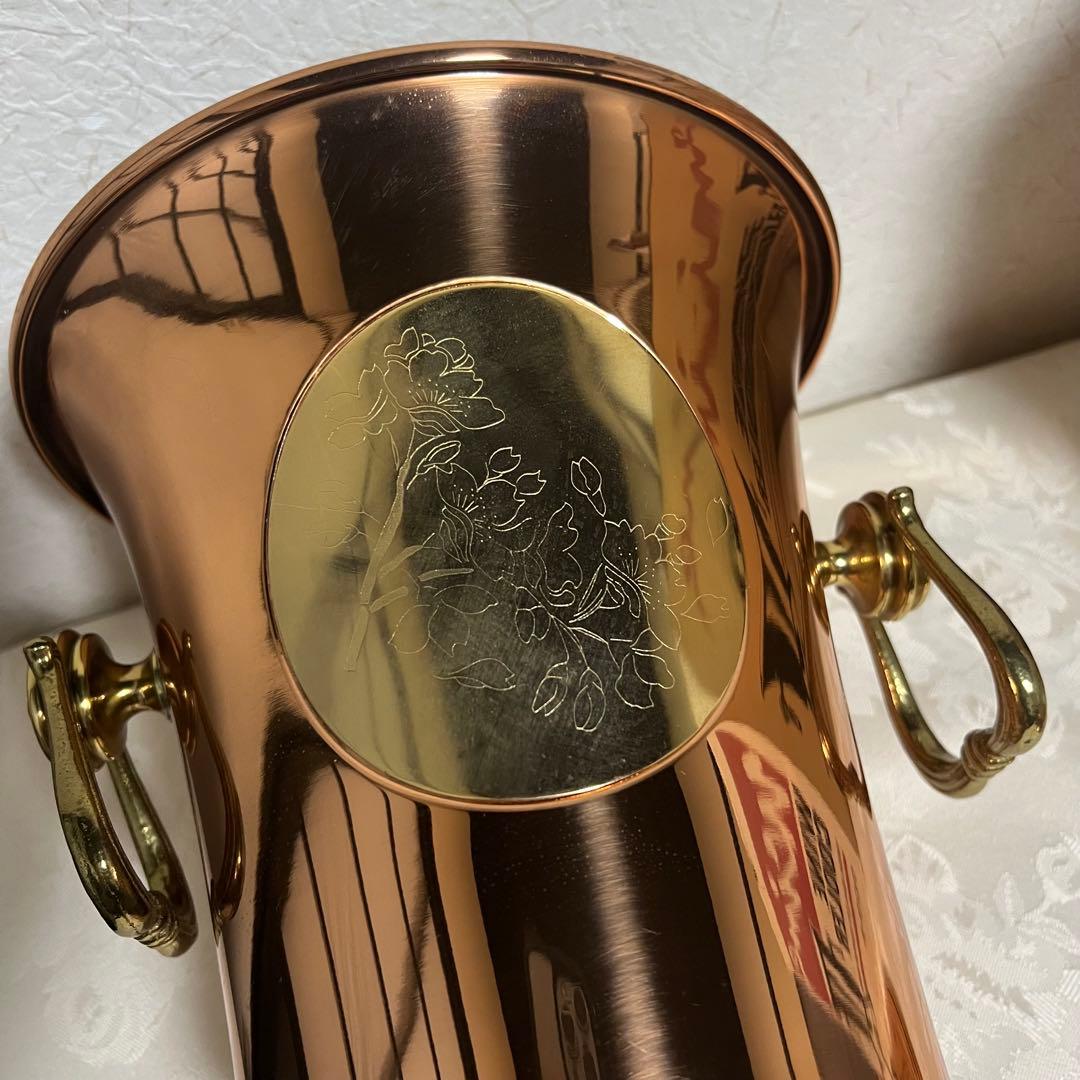 定価3.8【新光金属】銅製☆スタンド付ワインクーラー☆4L☆WINE