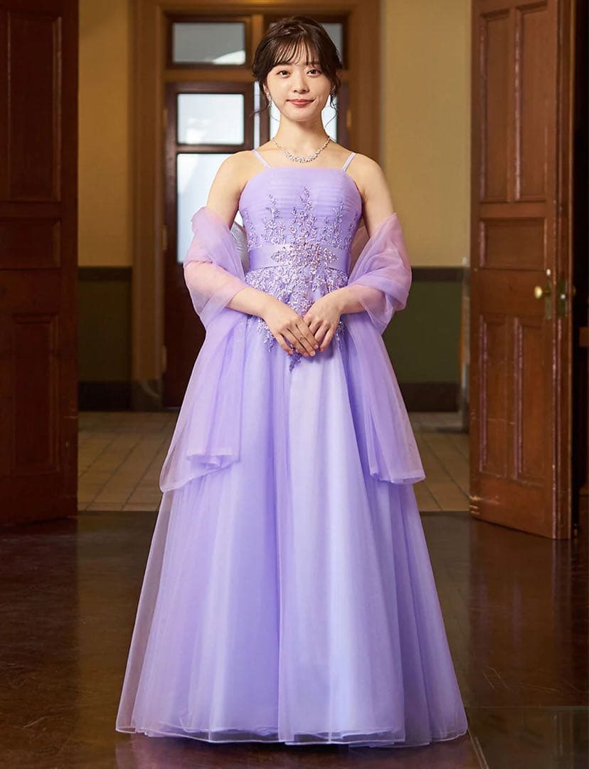 ラベンダーカラー Aライン ドレス 【演奏会 コンサート】 tweed