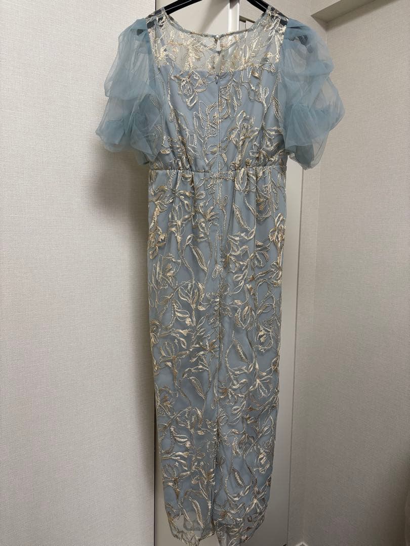 フラフィースリーブペンシルドレス 結婚式 パーティードレス