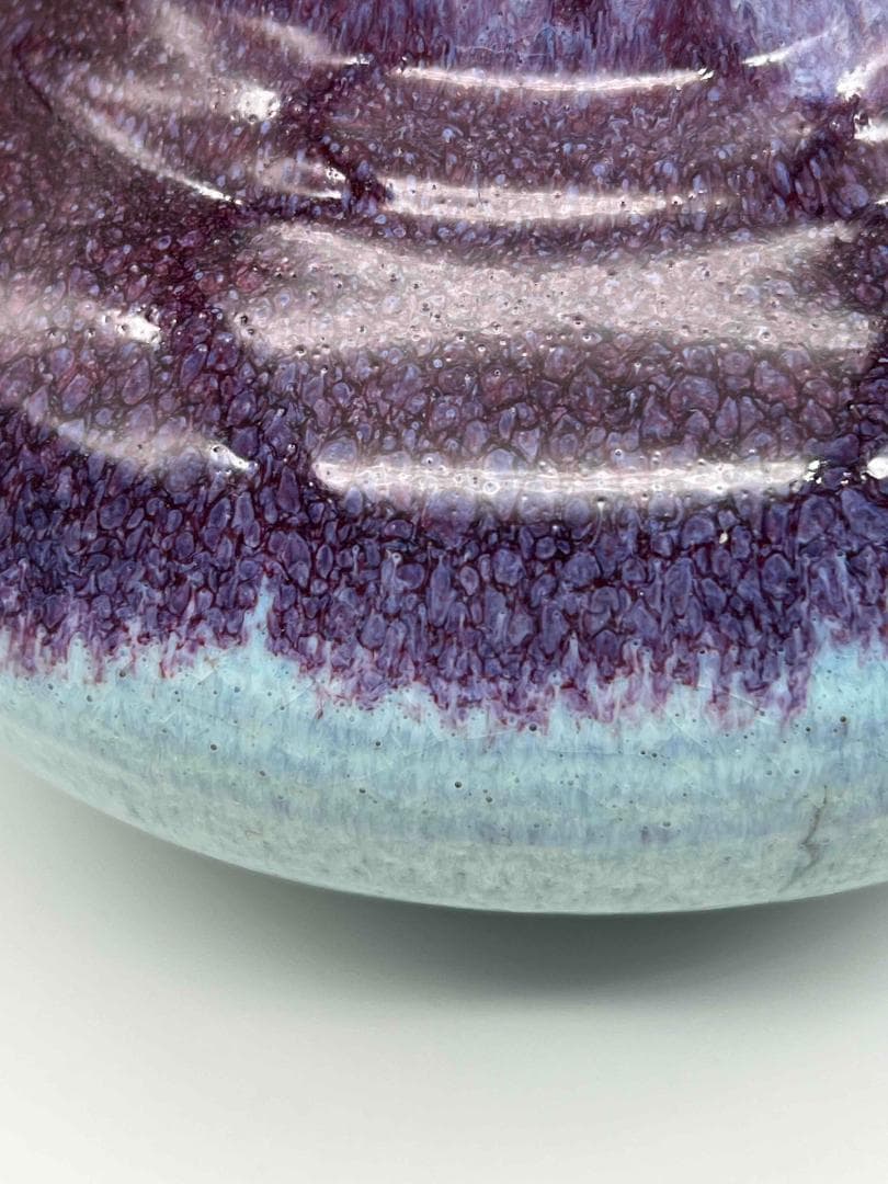 清時代 鈞窯 窯変釉 弦文瓶 旧家蔵出し 花入 花瓶(B-