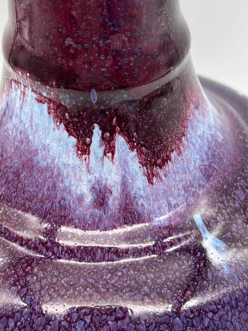 清時代 鈞窯 窯変釉 弦文瓶 旧家蔵出し 花入 花瓶(B-