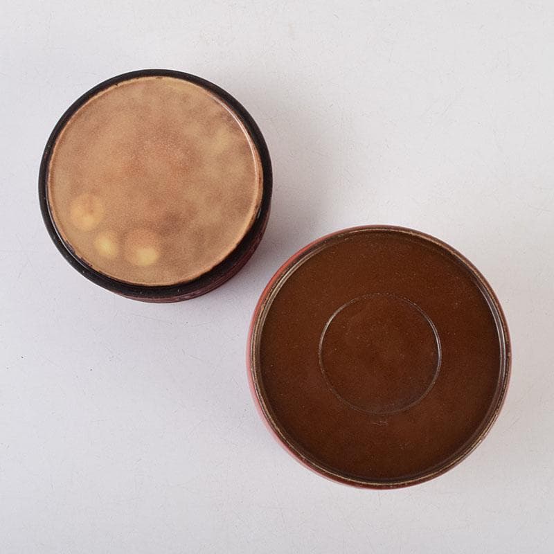 古清水薩摩焼　陶堆朱　山水文　重箱　二段重箱　拝領時代箱　C　R9138