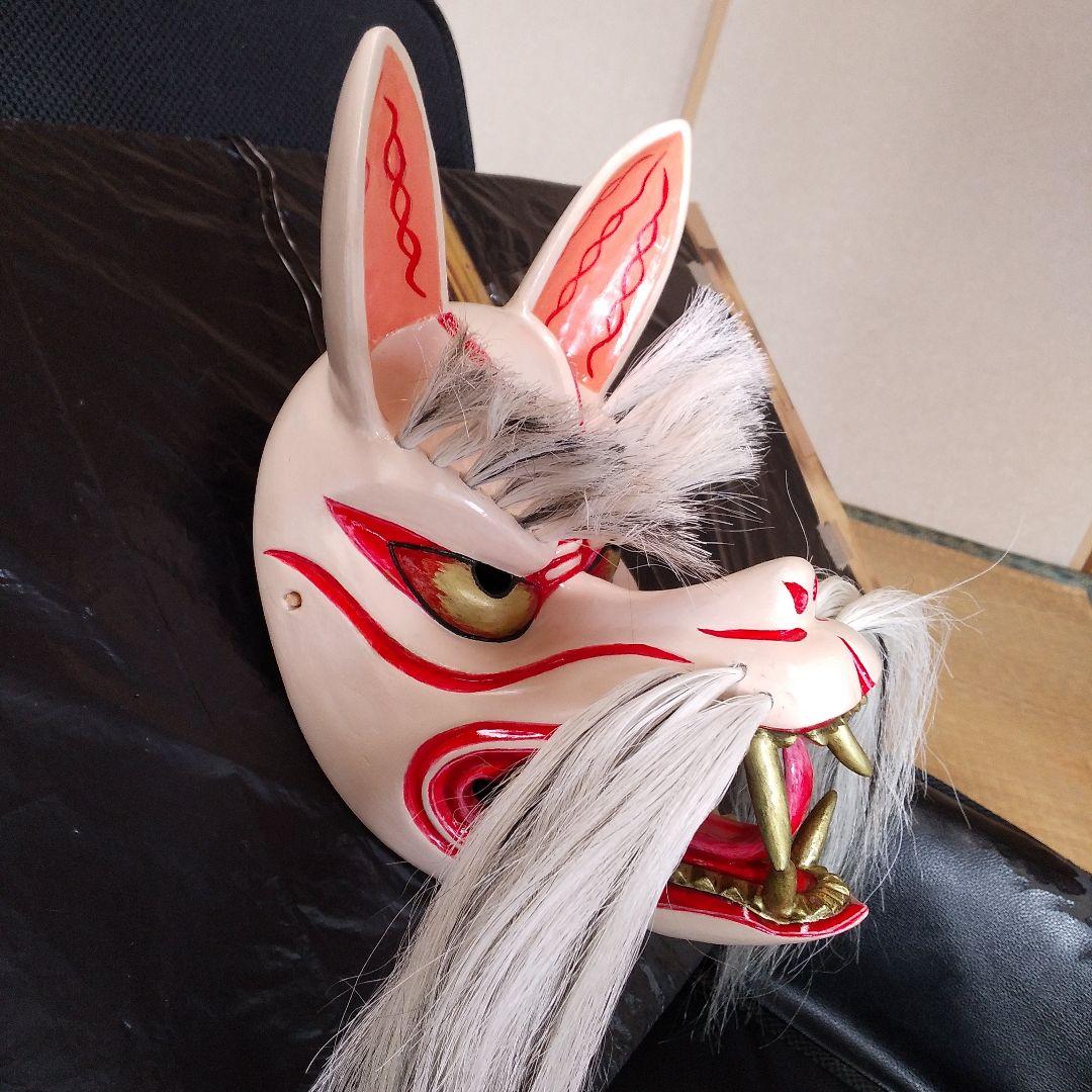 お祭り面・「狐」・木彫品 祭り面・「悪狐」・木彫品 - メルカリ 祭り