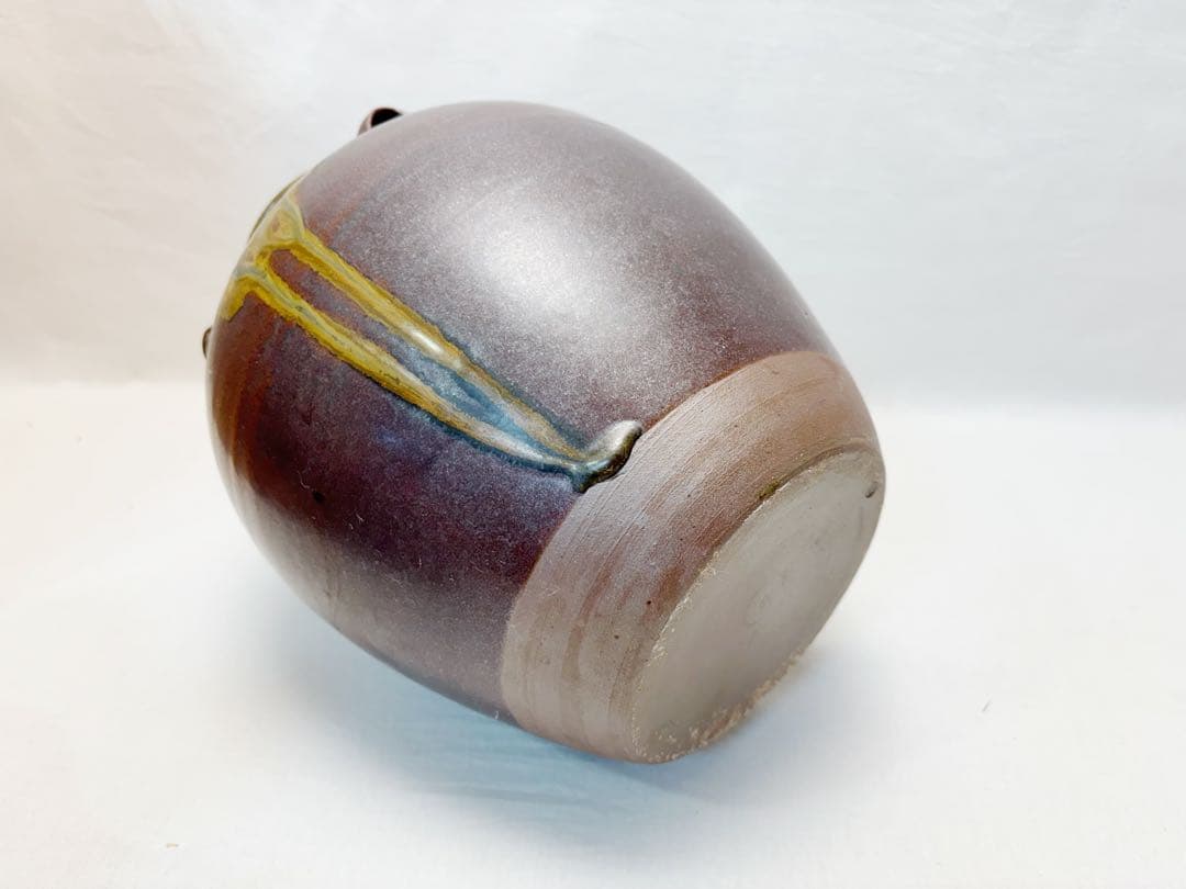 未使用 茶道具 信水窯 丹波焼 茶壺 飾壺 絹 飾網紐付 四