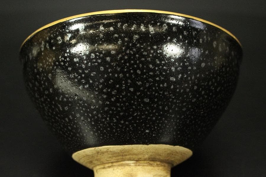 茶道具 油滴天目茶碗 塗り台 二件(ZE616)