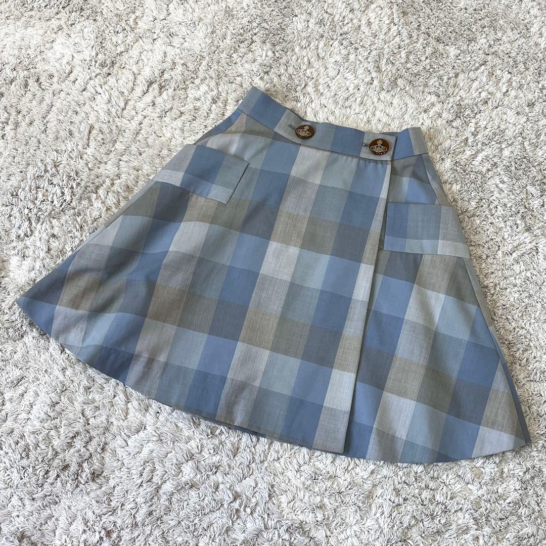 ヴィヴィアンウエストウッドレッドレーベル オーブボタン チェック柄 巻きスカート