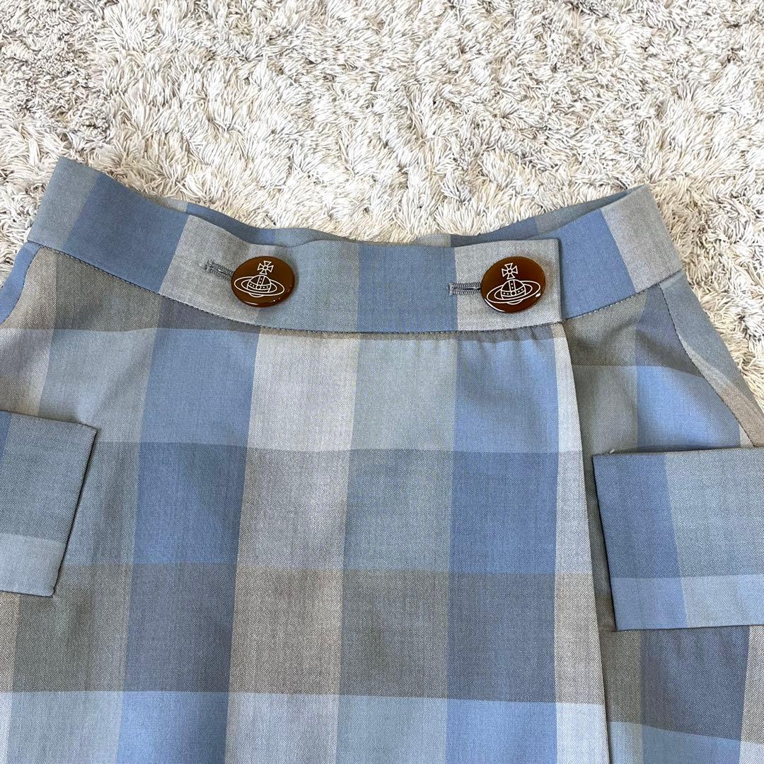 ヴィヴィアンウエストウッドレッドレーベル オーブボタン チェック柄 巻きスカート