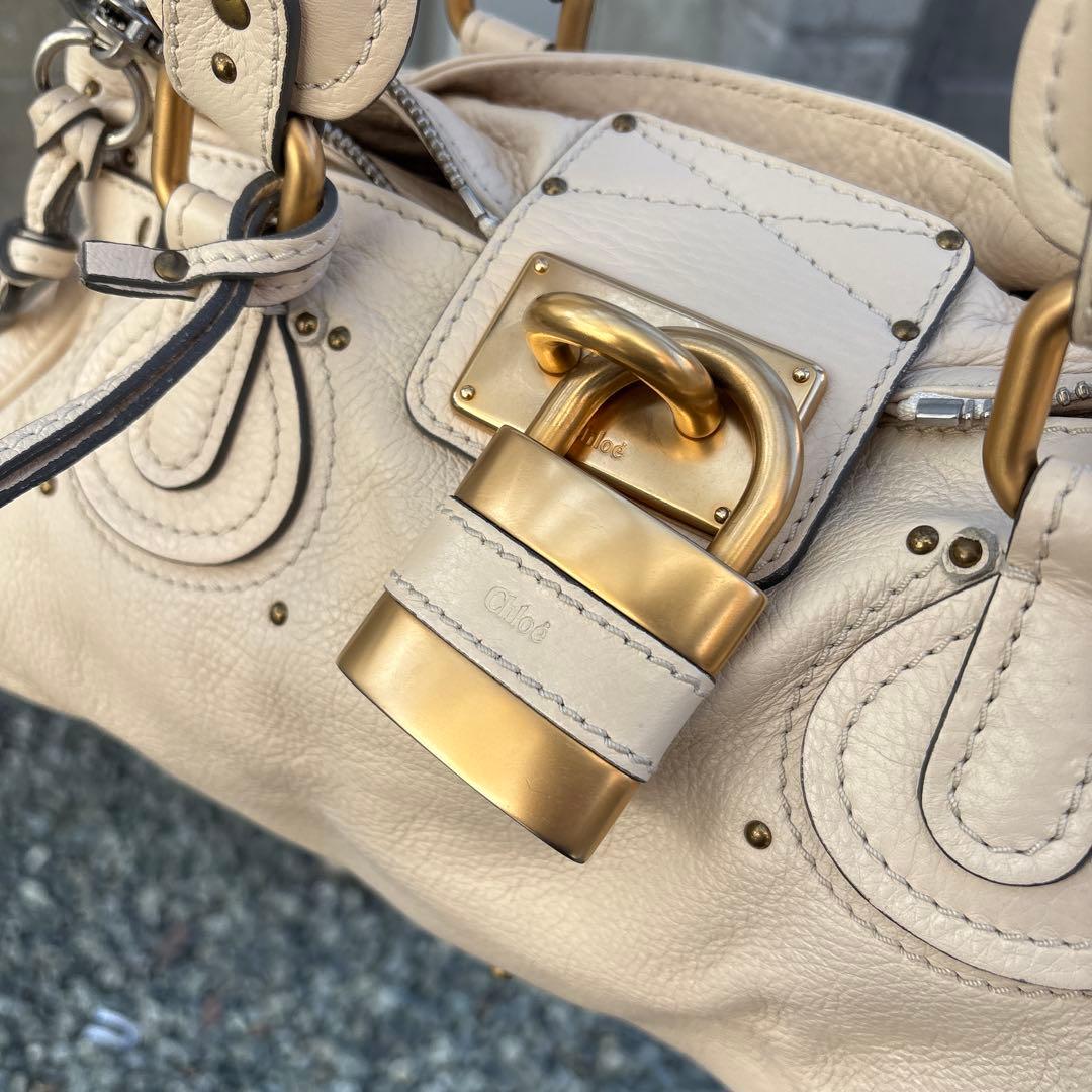 Chloe クリーム色 レザー ハンドバッグ