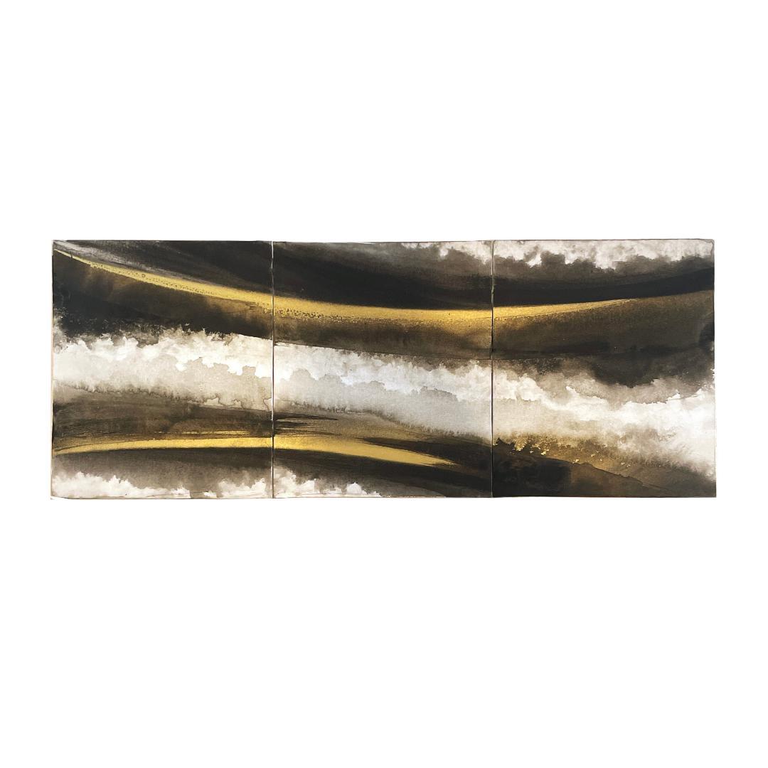 黒金の抽象画3枚組｜F3 キャンバス　現代アート　アートパネル　壁掛け　絵画