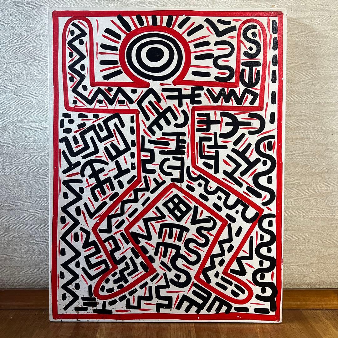 貴重　キース•ヘリング　大型肉筆油彩画