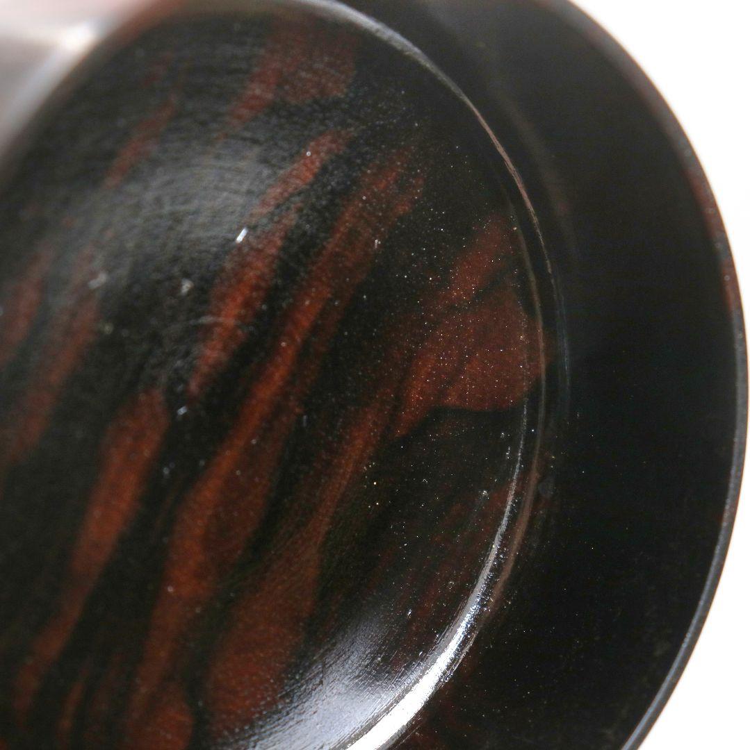 仁刀作 摺漆縞黒檀 中棗 茶道具 共箱共布 V817 N1 仁