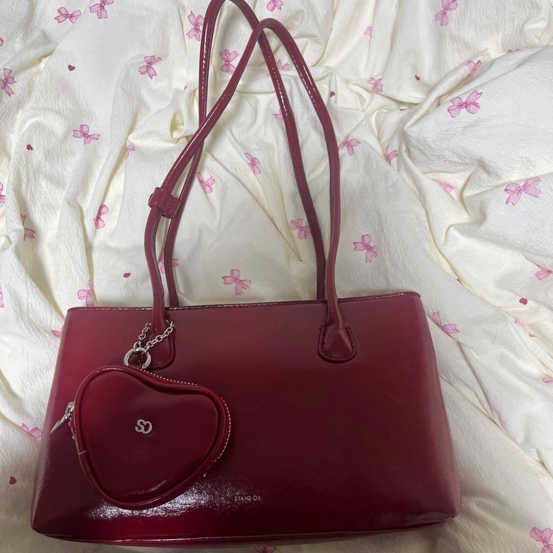 【ケース付】stand oil ワインレッドショルダーバッグ