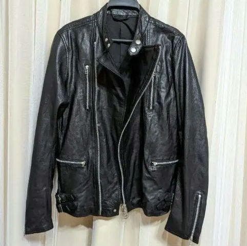 送料無料】SHIPS JET BLUE ゴートレザー ライダースジャケット Mサイズ