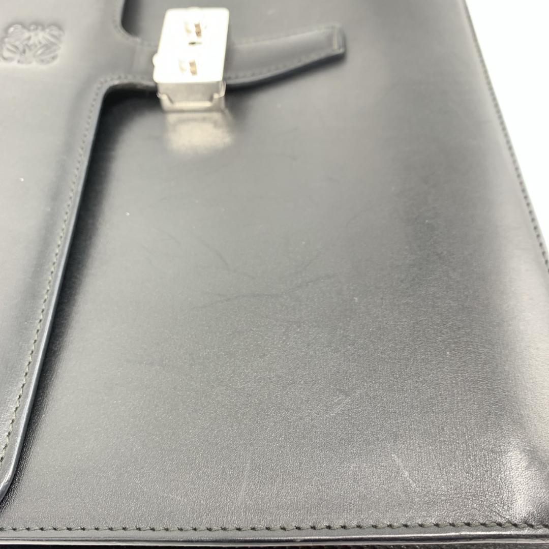 ロエベ ヴィンテージ アナグラム ビジネスバッグ ブリーフケース 本革 黒