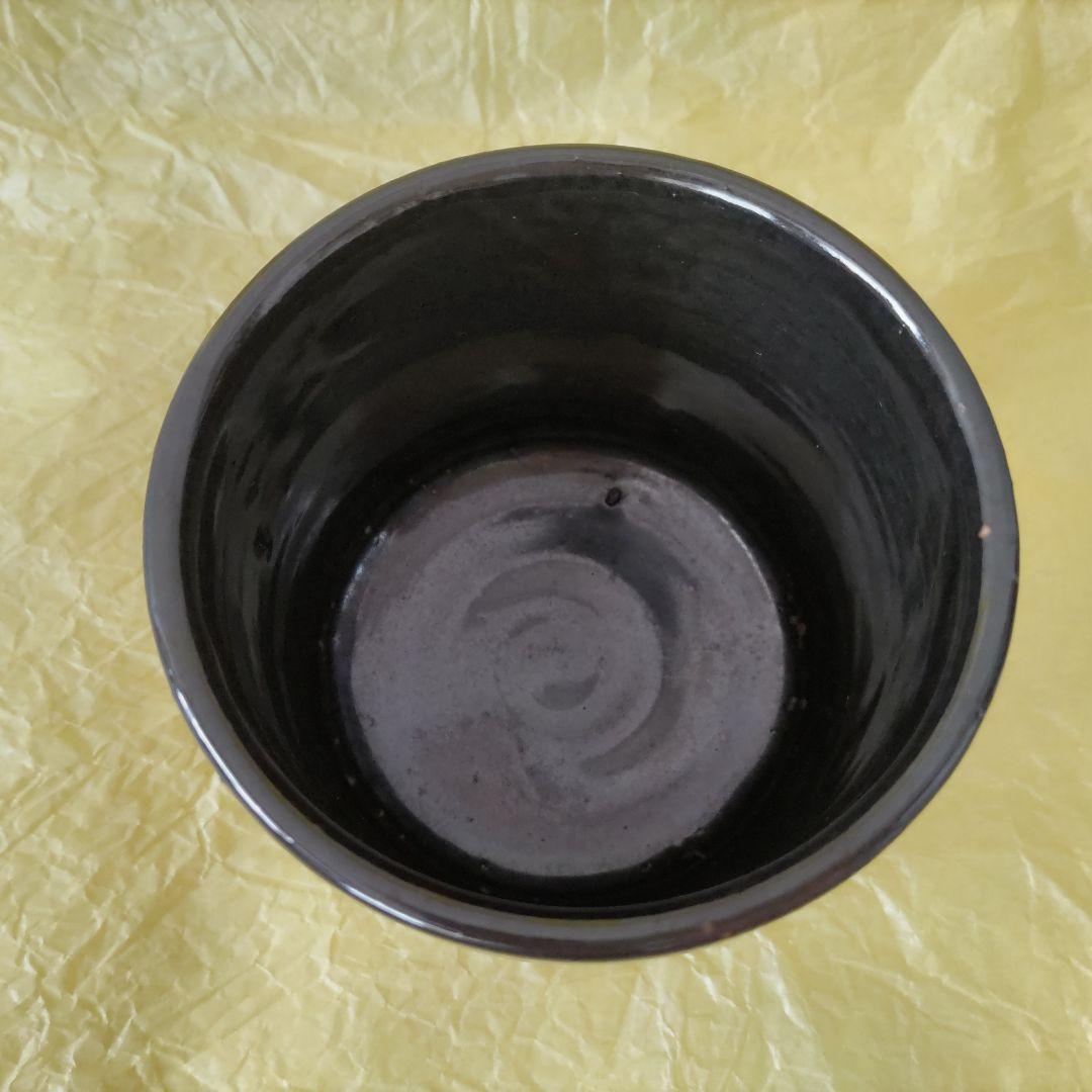 小林東五 黒釉筒碗「入玄」 共箱 中古品 茶道具 茶碗 筒