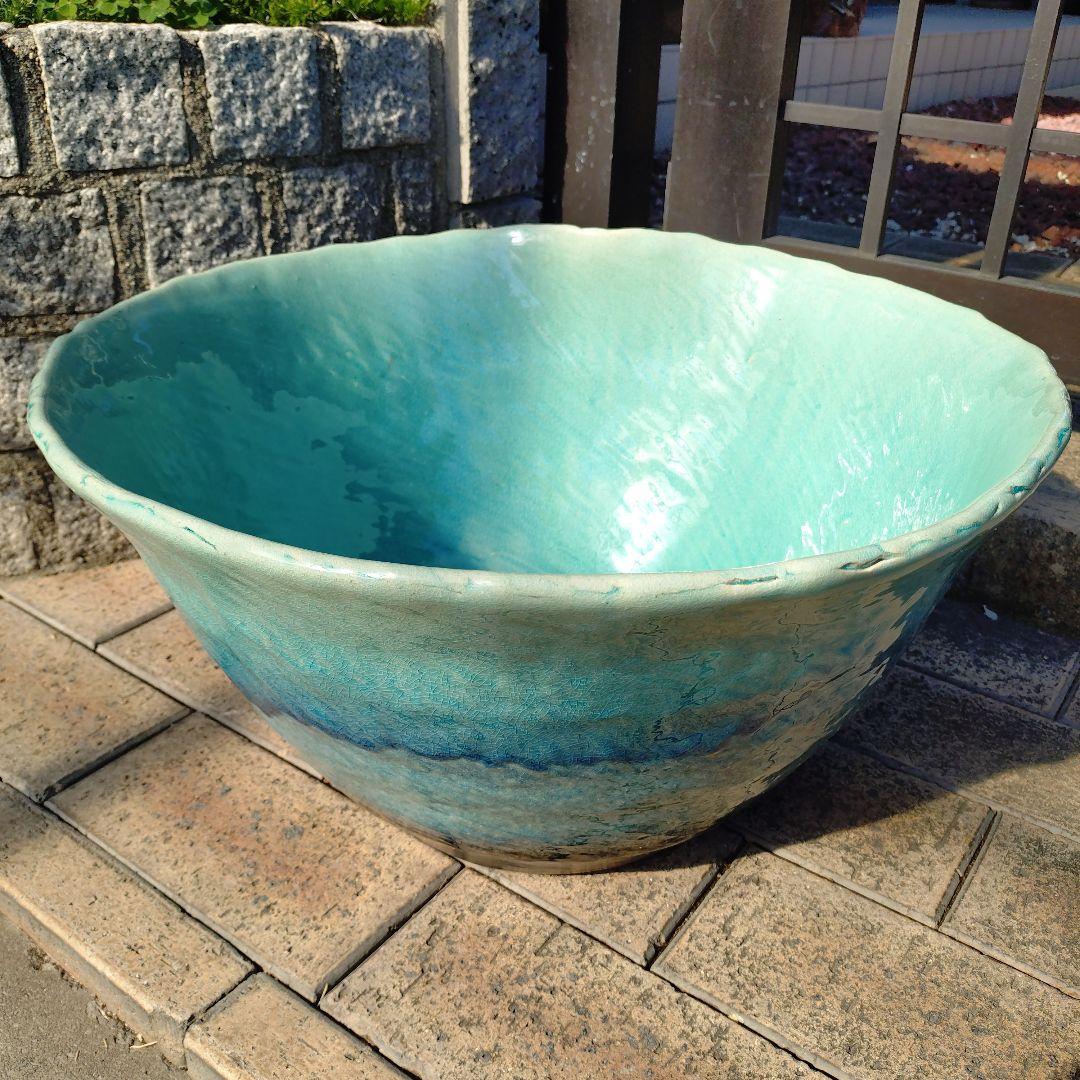 信楽焼 手作りめだか鉢 水連鉢 ビオトープ 直径50〜52㌢