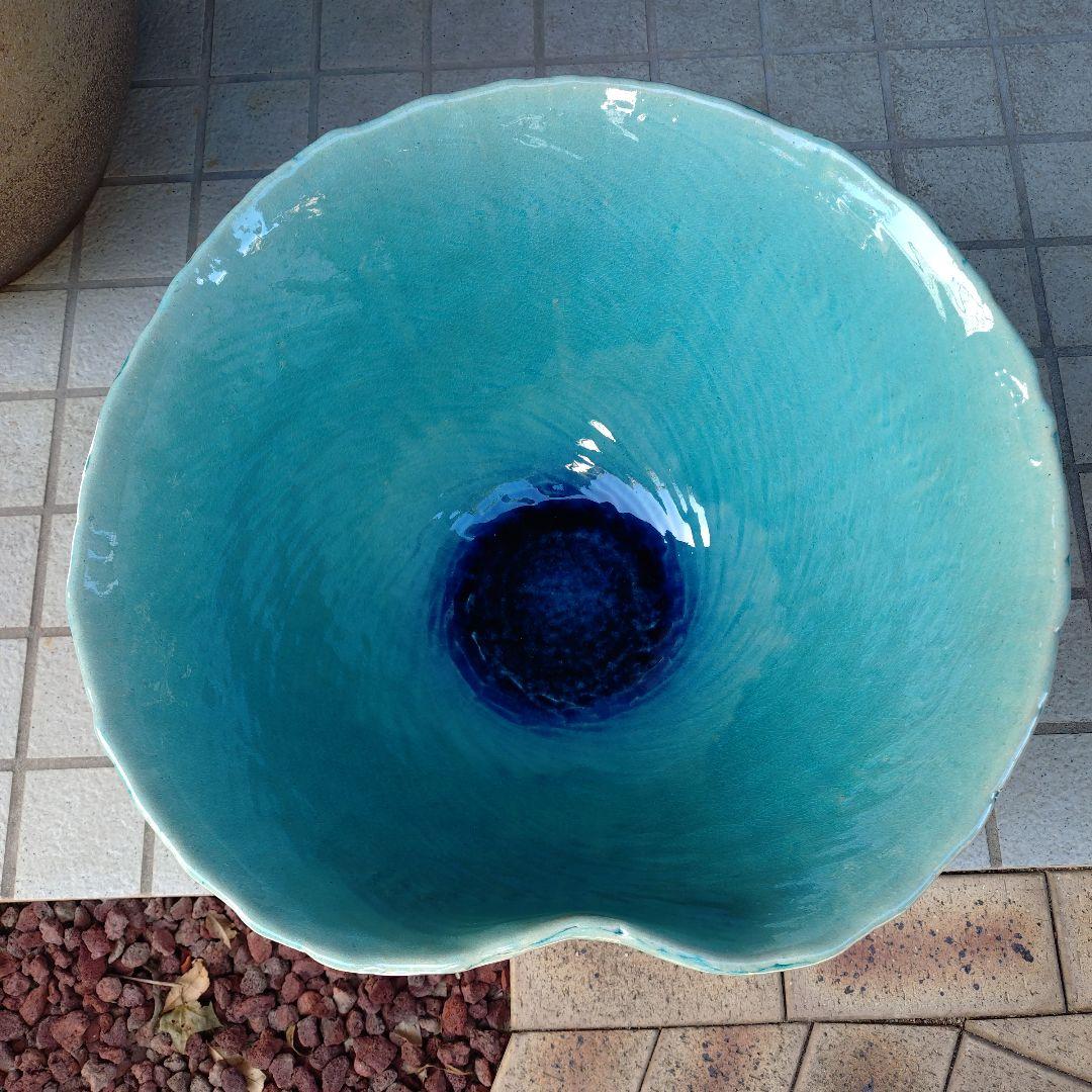 信楽焼 手作りめだか鉢 水連鉢 ビオトープ 直径50〜52㌢