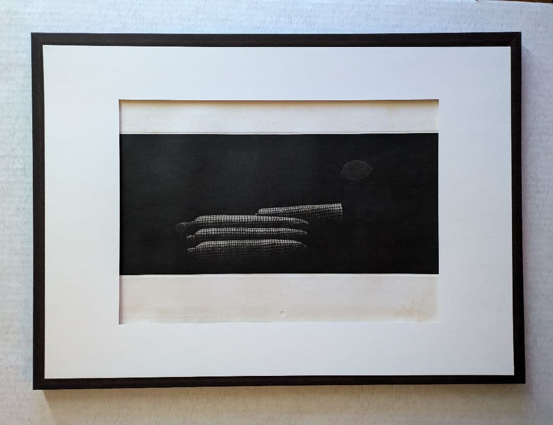 格安i浜口陽三の腐蝕銅版画　“黒”が織りなす静謐な銅版画「トウモロコシ」美品