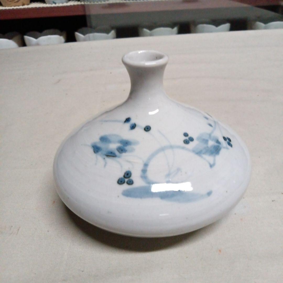 古伊万里 染付 草花文 油壺 江戸中期 完品