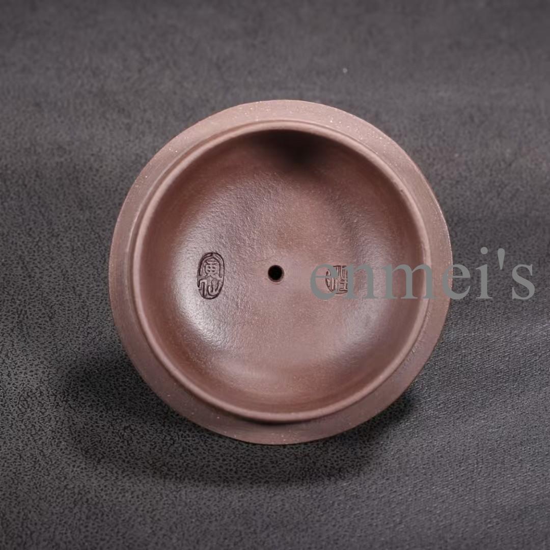 中国古美術・宜興原鉱紫泥・一帆风顺紫砂急須・ 底款:汪寅仙作・茶壺・