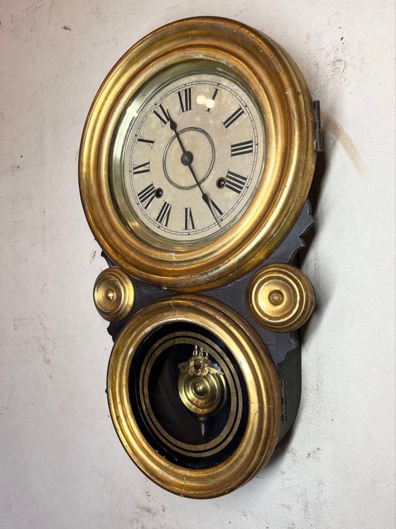 程度良！半打有！イングラハム 金ダルマ　柱時計　古時計　振り子　レトロ　精工舎