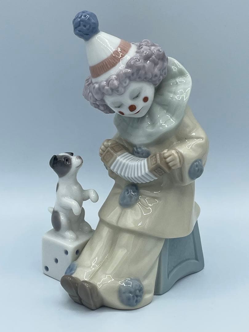 美品 LLADRO リヤドロ アコーディオンを持つピエロ フィギュリン