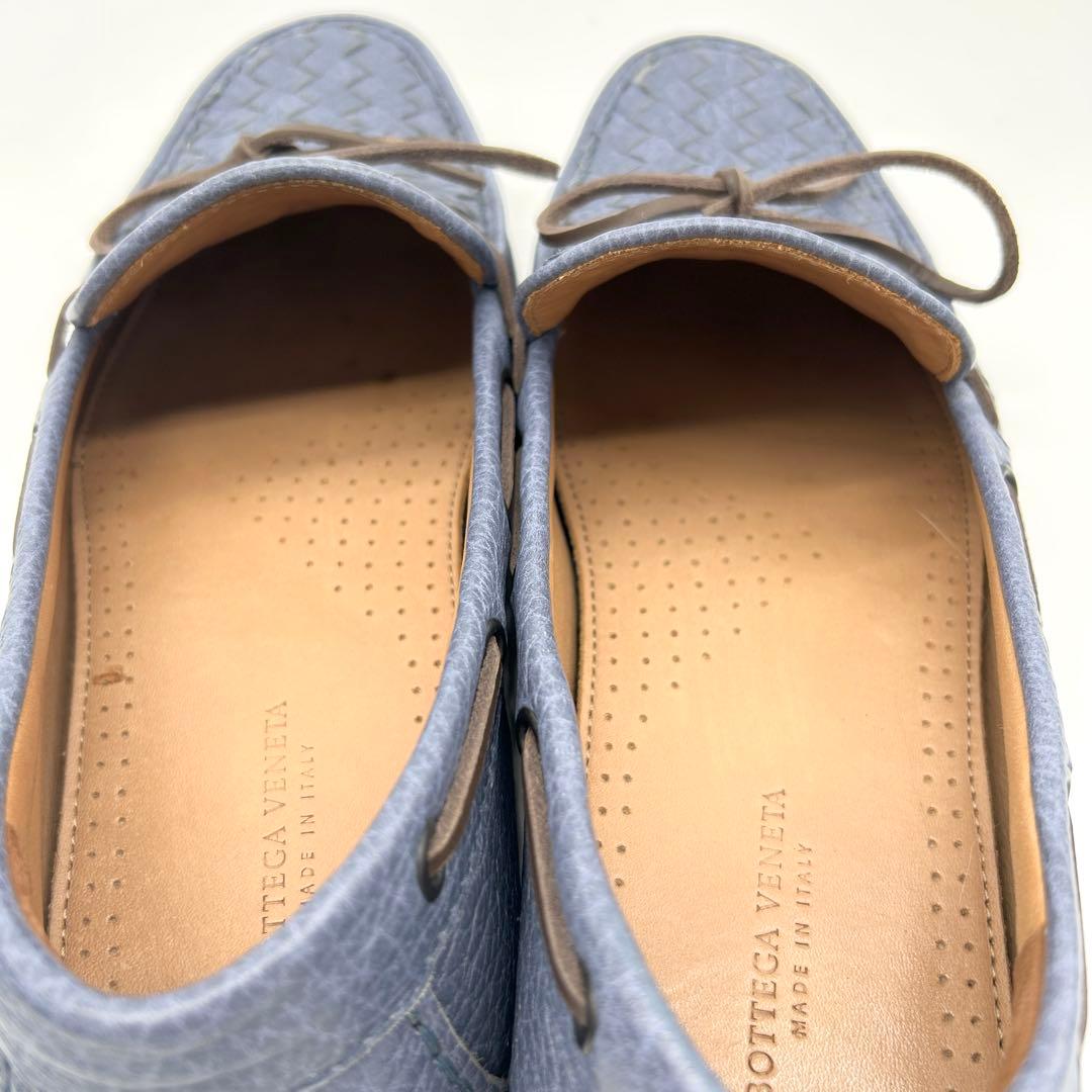 【美品】ボッテガ ヴェネタ モカシン 青 レザー イントレチャート 41.5