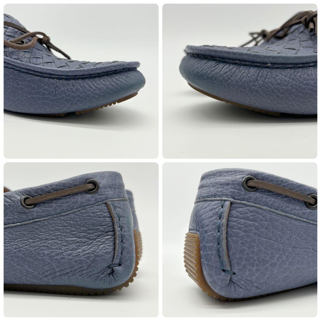 【美品】ボッテガ ヴェネタ モカシン 青 レザー イントレチャート 41.5