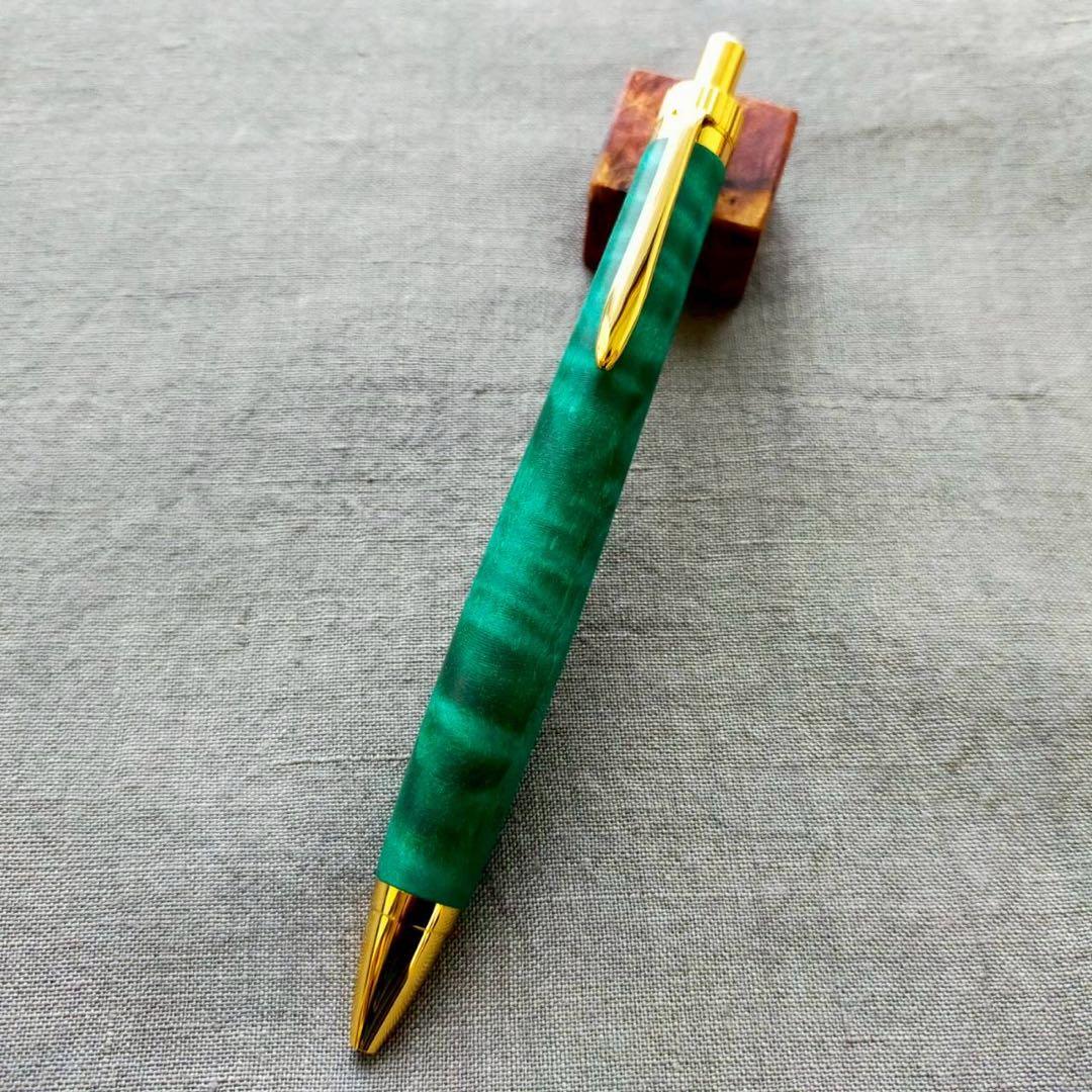 【翠】　スタビライズドウッド　ハンドメイド　木軸ボールペン　G2　ゴールド