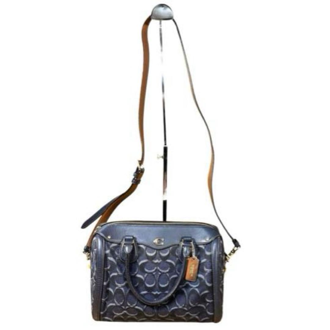 【美品】希少　COACH 2way バッグ シグネチャー　デニム　ボストン