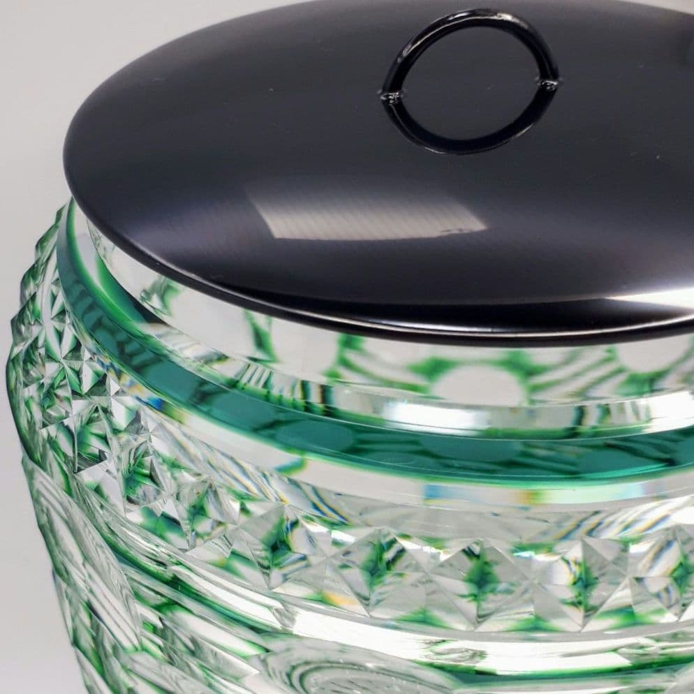 薩摩切子　松浦正行 大型作品　緑被切子　　″ 水指 ″【人気作家 入手困難作品】