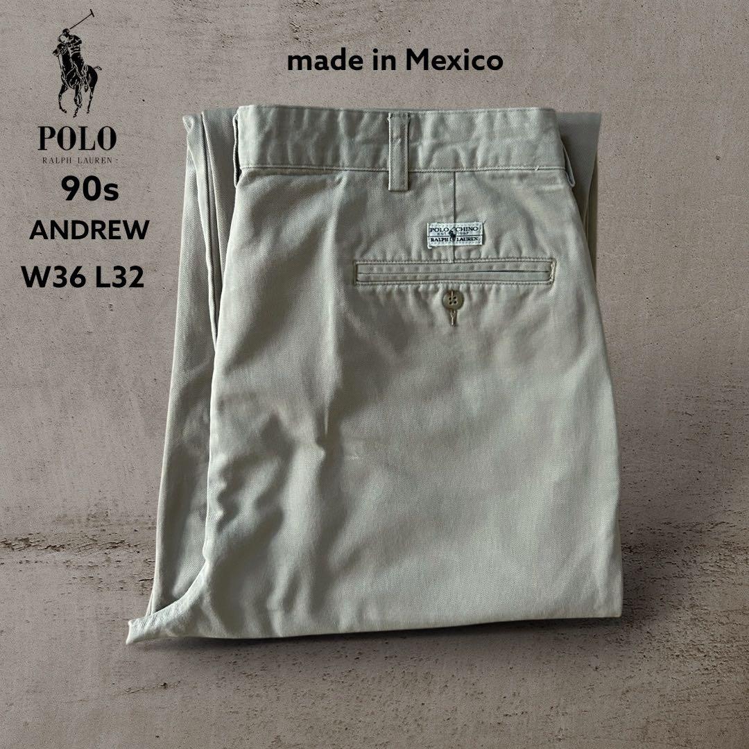 PolobyRalphLaurenANDREW90sポロチノライトベージュW36 Polo Ralph