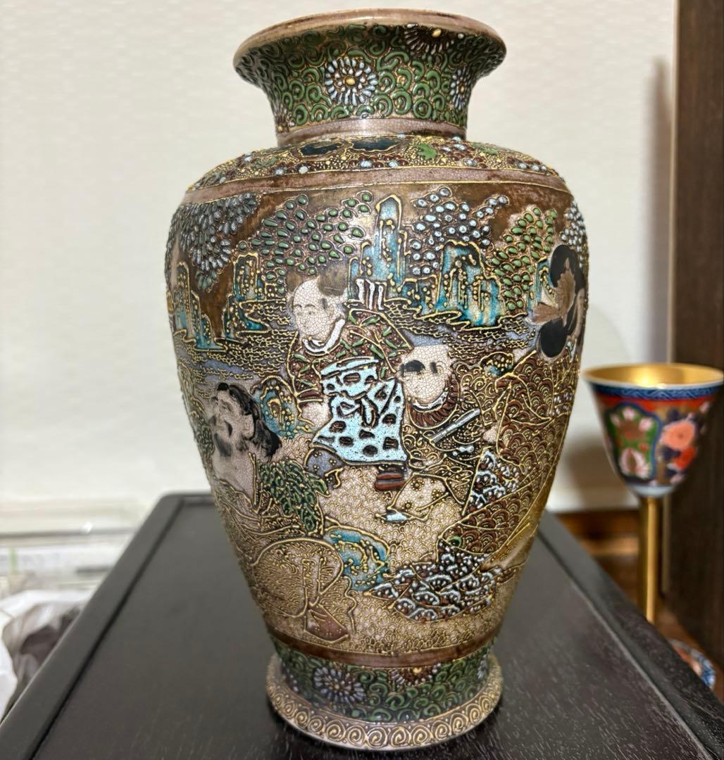 古美術 薩摩焼 飾り壺 大壺 花瓶 花器 置物 人物画 骨董 【楽天市場