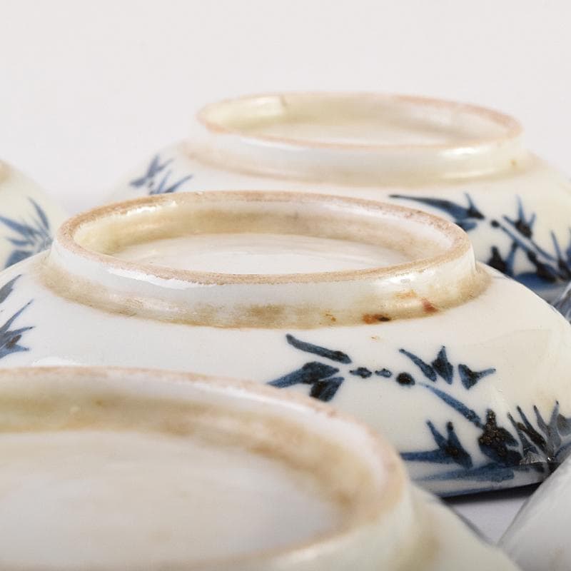 伊万里焼古伊万里染付竹文八角小皿七客時代箱付CR7593