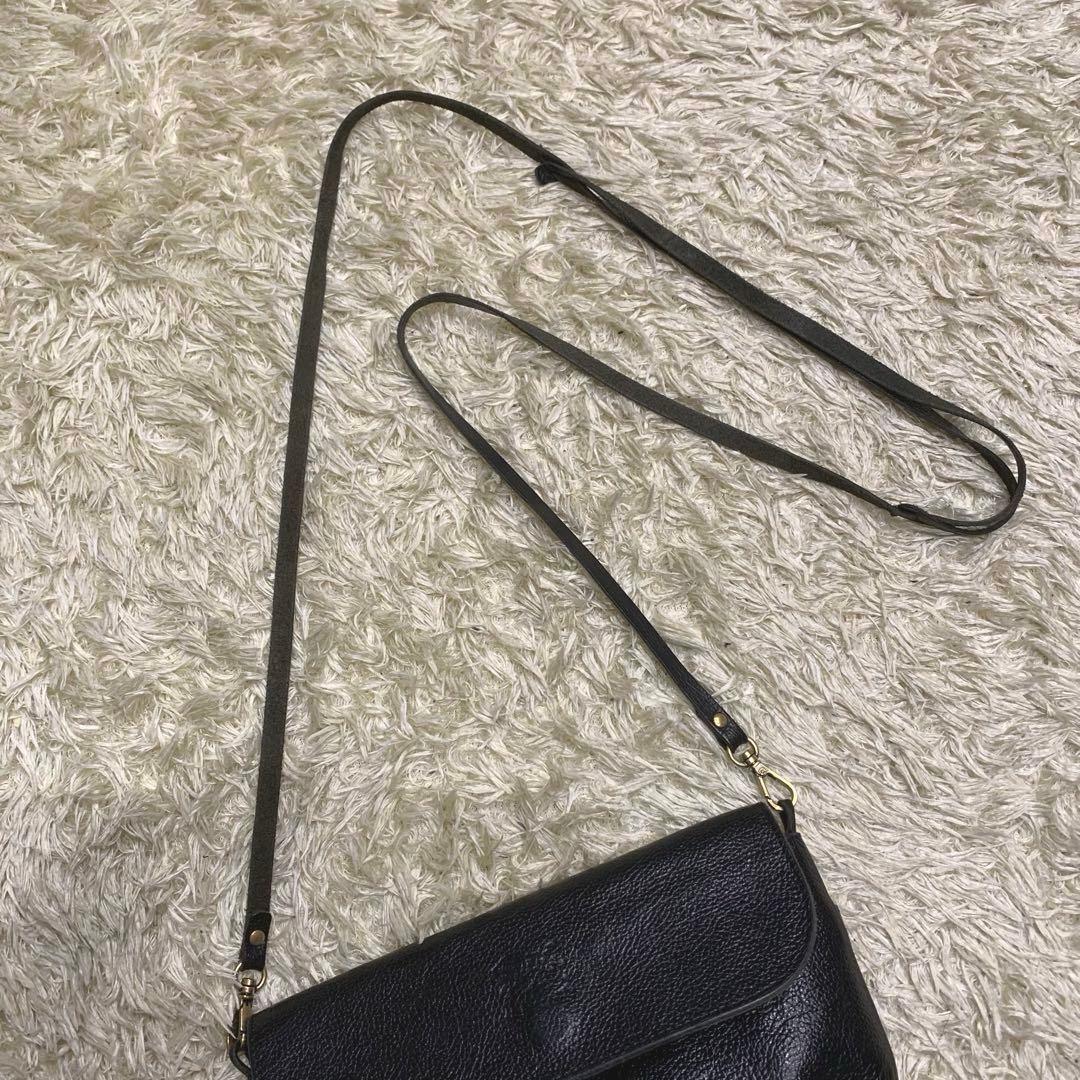 極美品✨イルビゾンテ ショルダーウォレット ブラック ロゴ レザー 革