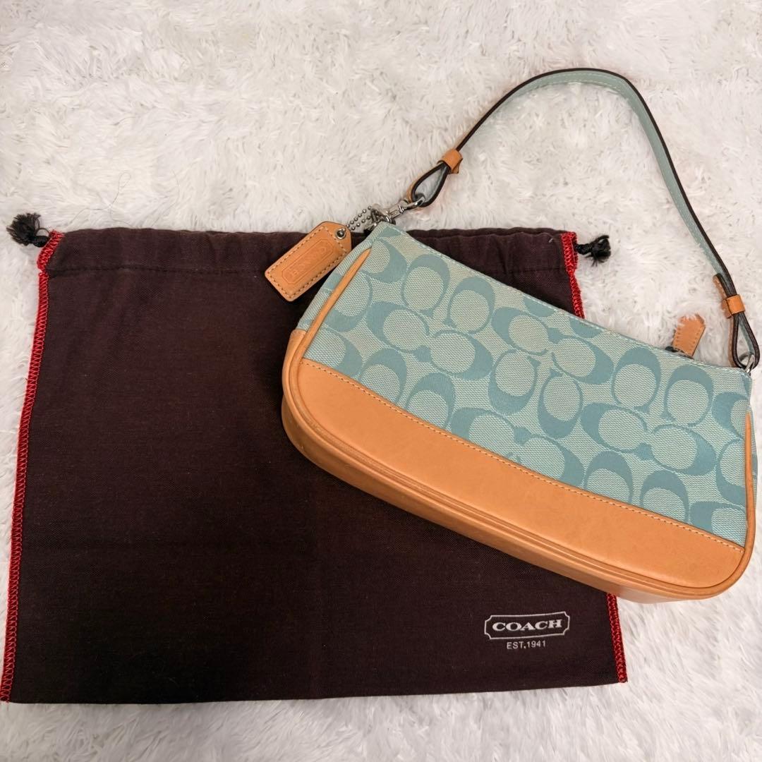 美品✨希少カラーコーチ COACH アクセサリーポーチ　シグネチャー　y2k