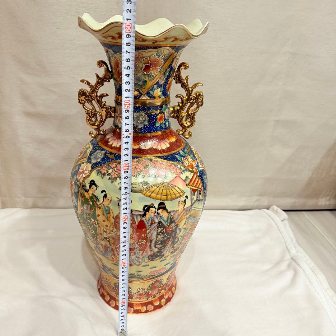 花と子供 陶器瓶 柴窯瓶 飾り壺 花瓶 九谷 忠山 花瓶 共箱