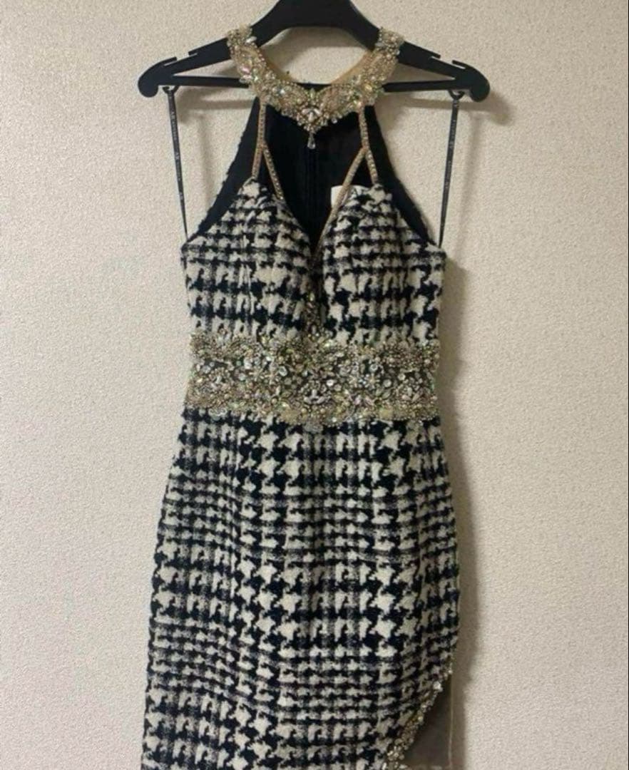 Angel R 千鳥柄ラメ入りツイードタイト　キャバドレス