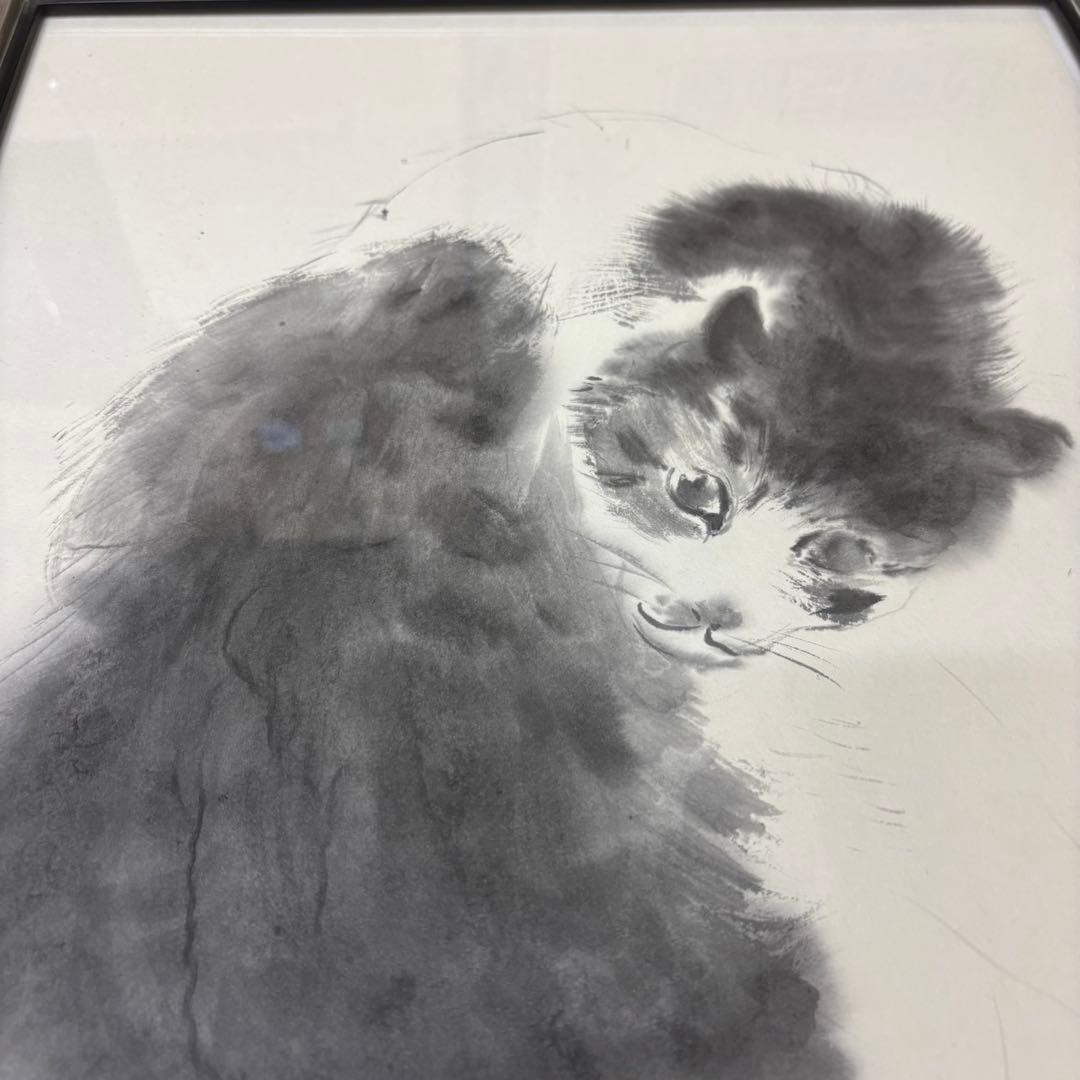⭐︎値下げ中⭐︎絵画 竹内栖鳳 【斑猫】 日本画 名画 インテリア 銀十黒