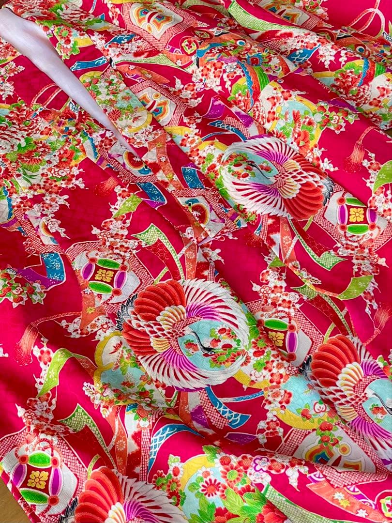 正絹 アンティーク着物 レトロ着物 ☆宝船 鶴丸 おめでたいがいっぱい 七五三