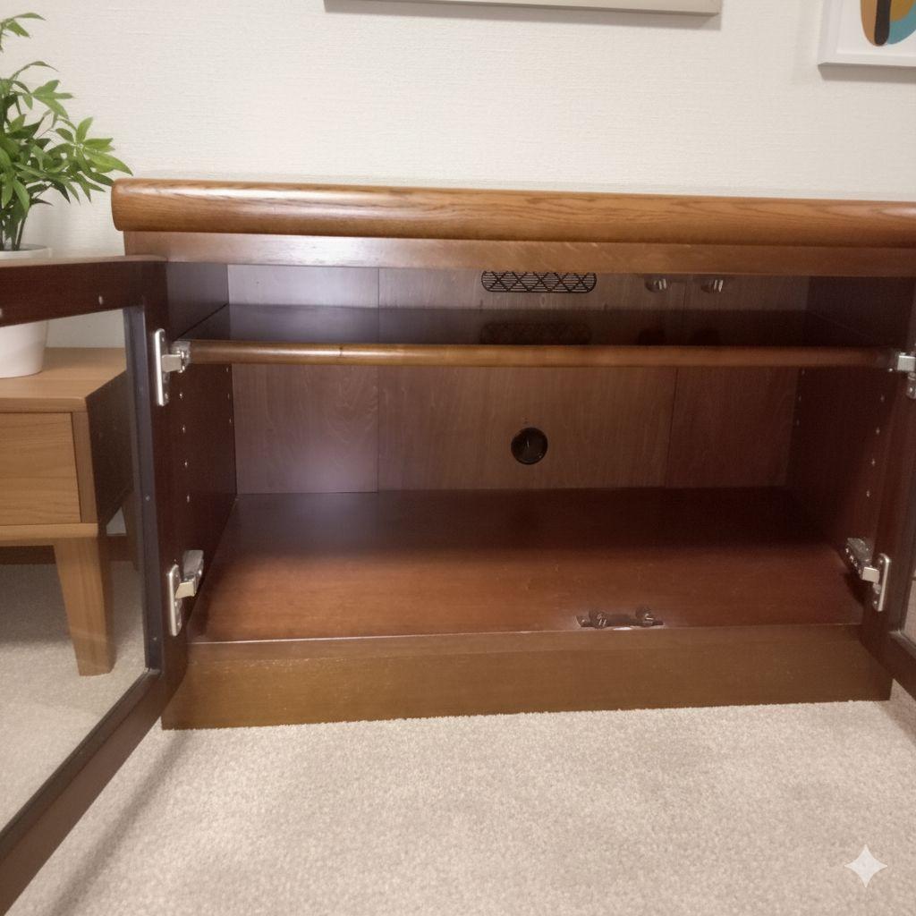 karimoku】カリモク製 木製ローボード/テレビ台 W88cm ガラス扉