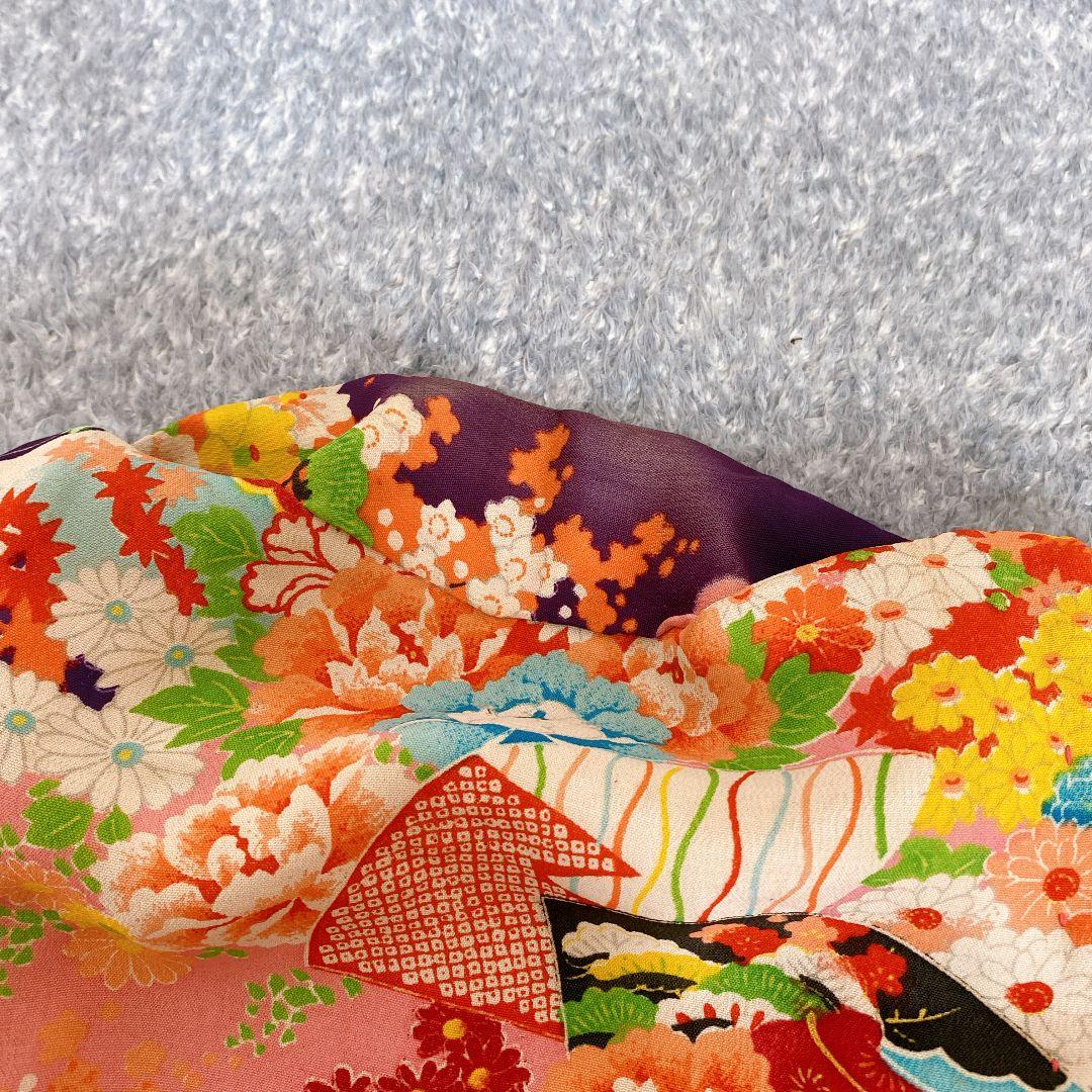 七五三 2歳 3歳 正絹 アンティーク 着物 被布 ビーズバッグ 草履 セット