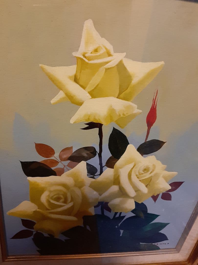 今泉一郎 油彩画 花 バラ 薔薇 油絵