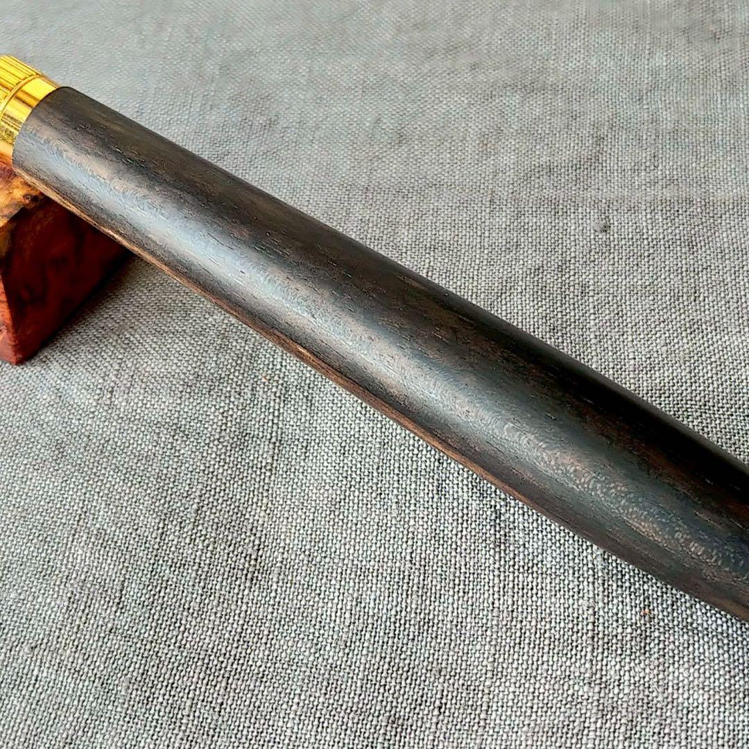 ハンドメイド　木軸シャープぺン　黒柿　孔雀杢　0.5mm　天然木　ゴールド